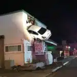 Somehow This Guy Crashed Into the 2nd Floor of a Building